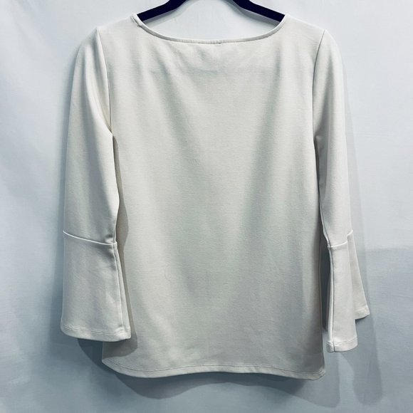 Ann Taylor Factory Cream Blouse with Bell 3/4 Sleeves in Women's Size S - Picture 2 of 4